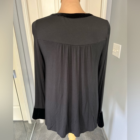 Boden Black Velvet Trim Bell Sleeve Nadine Top Witchy Whimsigoth Goth Holiday - Picture 4 of 9